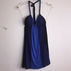 Backless top or short mini dress blues and black